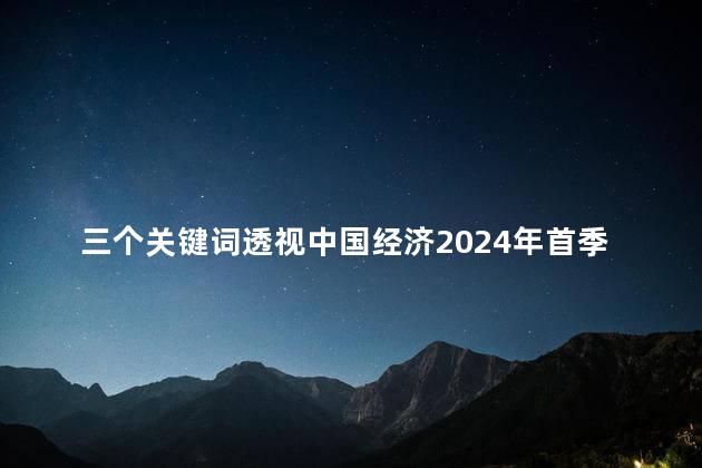三个关键词透视中国经济2024年首季报