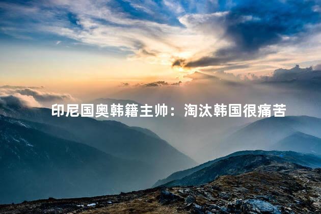 印尼国奥韩籍主帅：淘汰韩国很痛苦