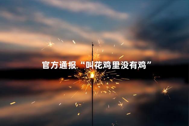 官方通报“叫花鸡里没有鸡”
