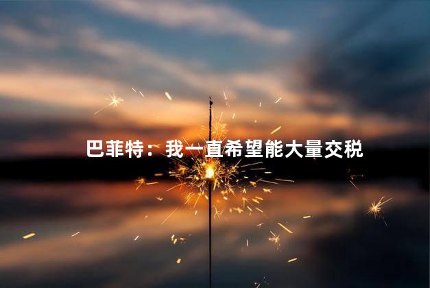 巴菲特：我一直希望能大量交税