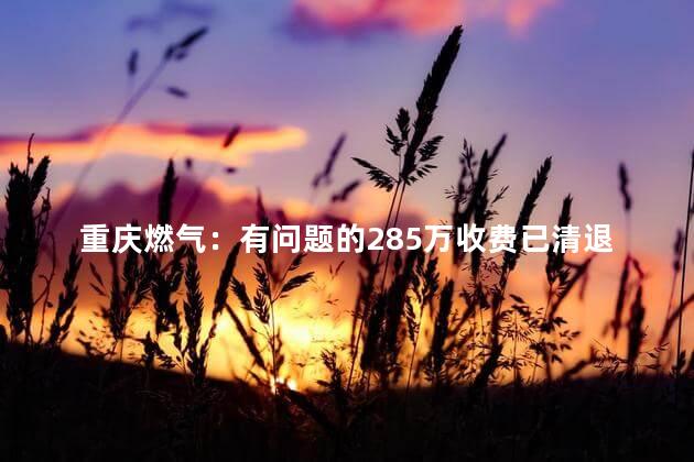 重庆燃气：有问题的285万收费已清退